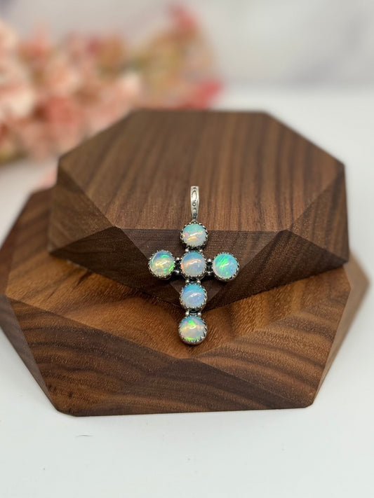 Opal Cross pendant